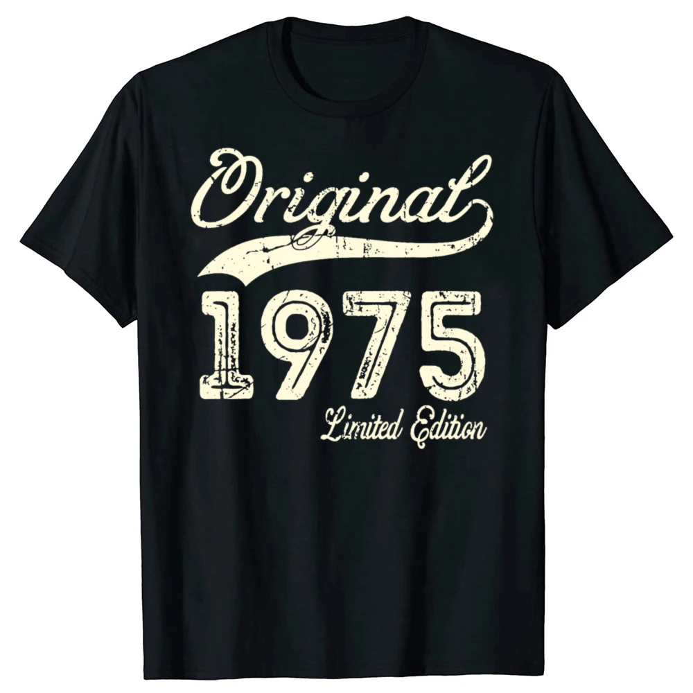 مضحك خمر 1975 الأجزاء الأصلية الجرافيك 100% تي شيرتات قطن الرجال موضة عادية التي شيرت فضفاض المتضخم الشارع الشهير تي شيرت