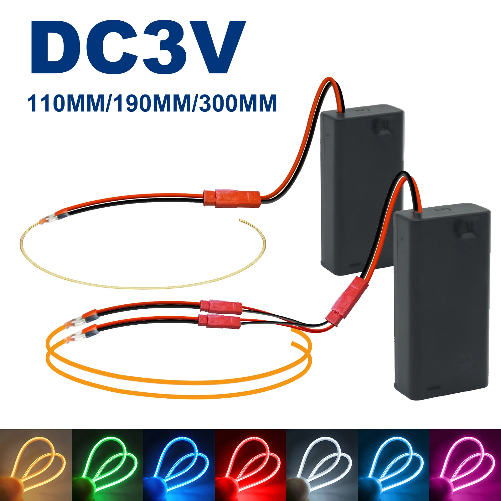 3V Flexible LED Filament Light Kit 110MM/190MM/300MM WIth 2AA Battery Box DIY Glow Light for Model Craft Costume Decor
