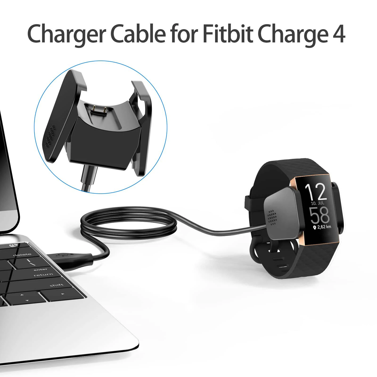 Cargador para reloj inteligente Fitbit Charge 4, cable de carga rápida magnético portátil USB de repuesto