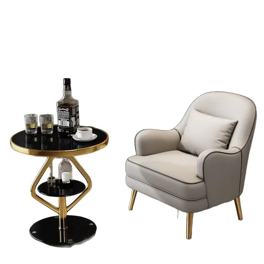 

Balcony bedroom small coffee table table and chairs, combination of Nordic modern light luxury living room