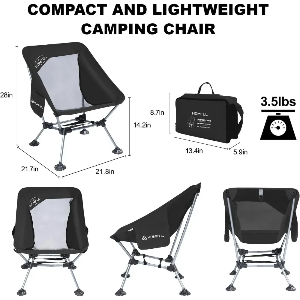 2 Pack Widened Camping Chair Ultra Light Portable Folding Backpacking Chair