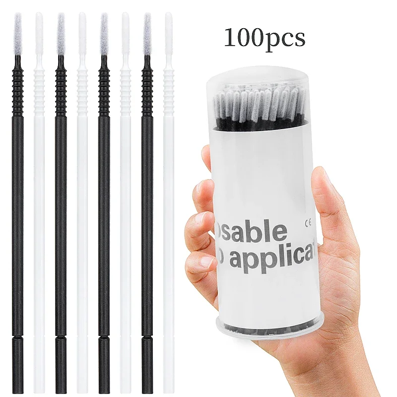 Pennelli per ciglia 100 pezzi Manico a spirale usa e getta Microbrush Bacchette per mascara Micro pennello Applicatore Estensione ciglia Strumenti per il trucco