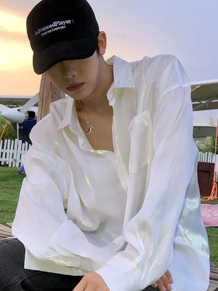 

Рубашки мужские Advanced универсальные High Street Normcore с длинным рукавом в корейском стиле хип-хоп Harajuku хипстерская мужская одежда осень повседневная