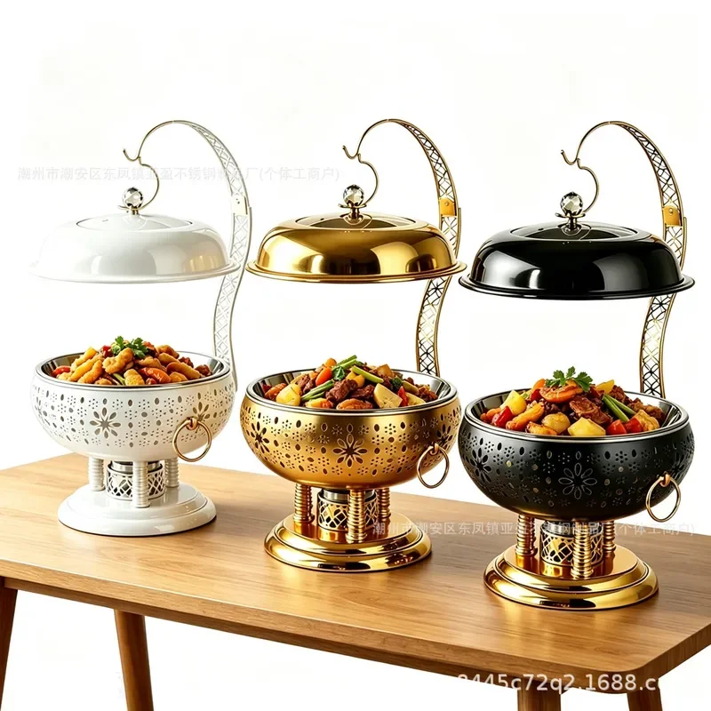 8L Stainless Steel Chafing Dish Buffet Warmer Hanging Cover Food Server for Catering Hotel Restaurant Banquet Heating Pot