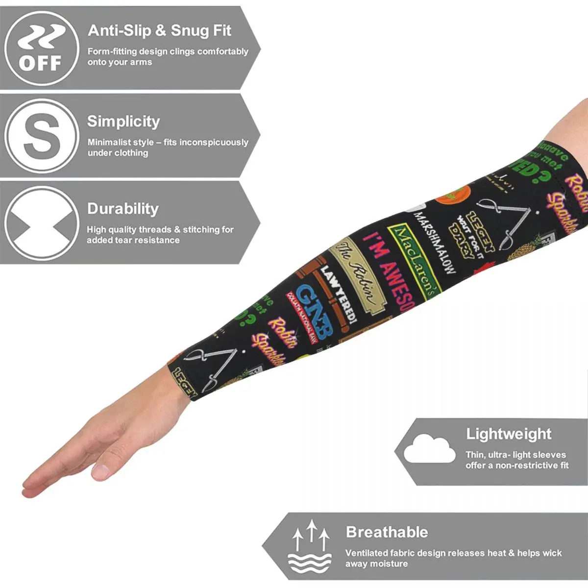 How I Met Your Mother Himym Tv Show Collag أكمام أذرع تبريد خارجية من الشمس فوق البنفسجية غطاء حماية صيفي لركوب الدراجات وأكمام وشم