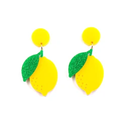 Lemon Dangle Earrings Layered Acrylic Jewelry For Women