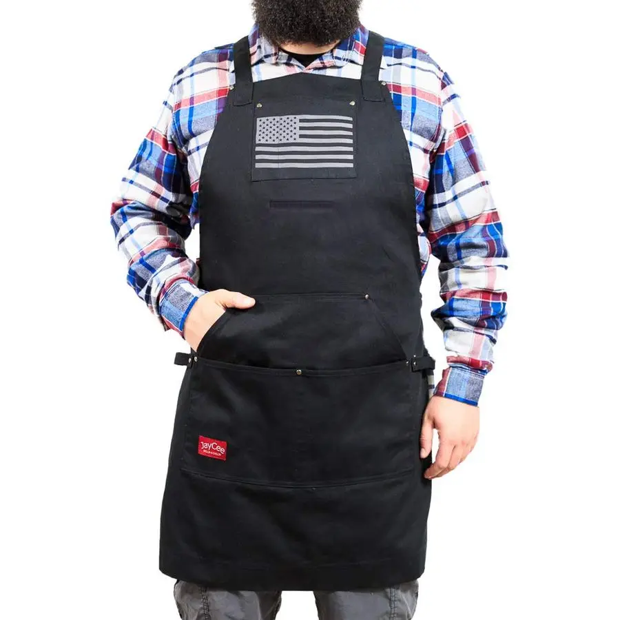 

Apron for BBQ, Grill, Chef, Hobby and Workshop, 5 Pockets, CrossBack, 2 Tool Towel Loops, 10 oz Cotton, Great Gift