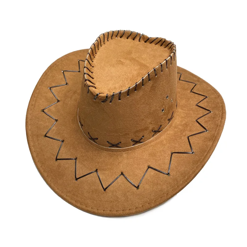 Cappello per uomo e donna uso esterno cappello con protezione solare a goccia d'acqua a tesa larga cappello da Cowboy occidentale in stile americano coppia cappello a cilindro Jazz