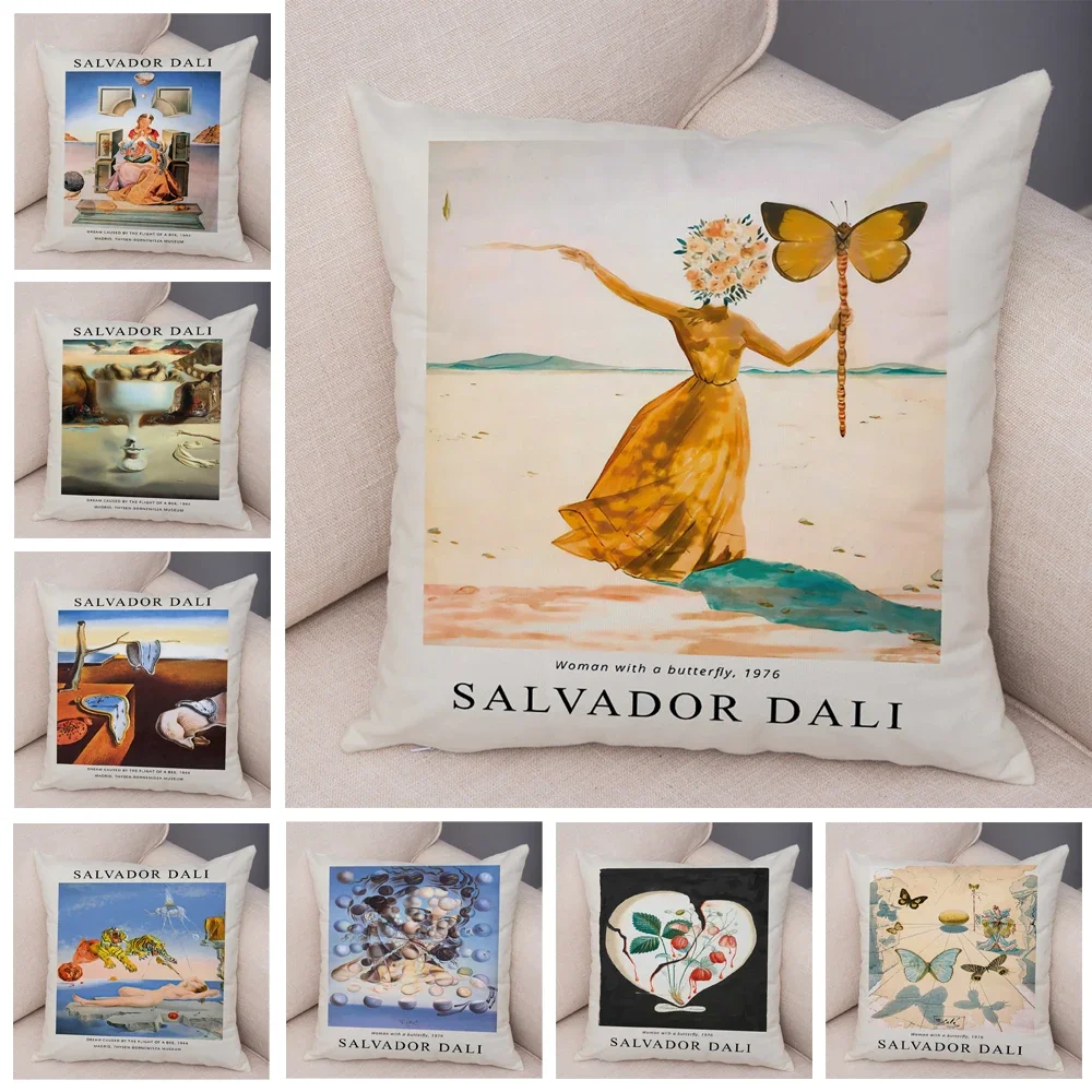 Salvador Dali Surrealism Cubism Casual Pillowcase Double Print Decor Pillow Case for Sofa Car Home Plush Nordic Cushion Cover