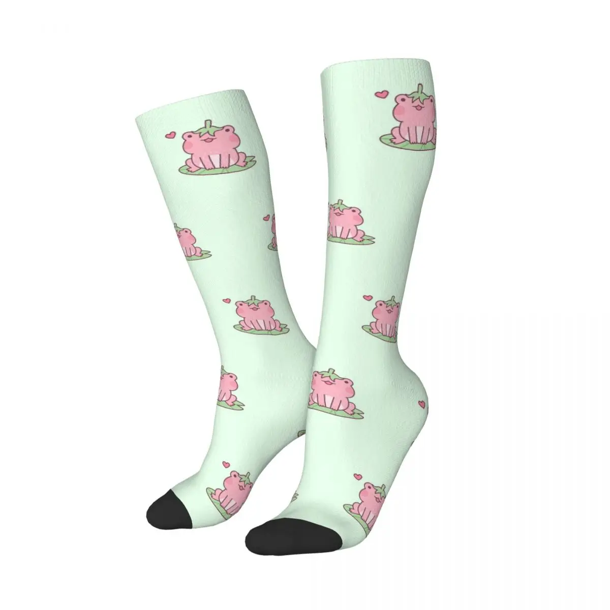 Cute Pink Strawberry Frog Doodle Socks Harajuku High Quality Stockings All Season Long Socks Accessories for Man's Woman's Gifts