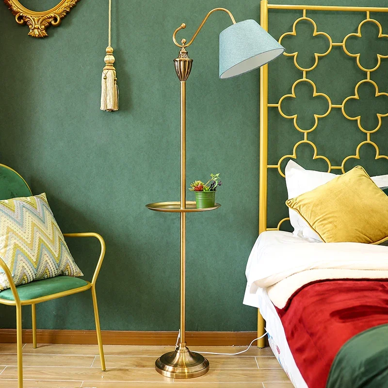 American style retro rural Nordic living room bedroom luxury vertical table lamp gold floor lamp