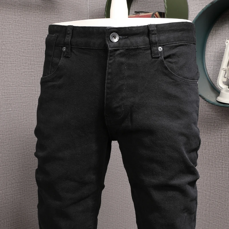 Newly Designer Fashion Men Jeans High Quality Stretch Slim Fit Black Jeans Men Elastic Trousers Casual Denim Pencil Pants Hombre