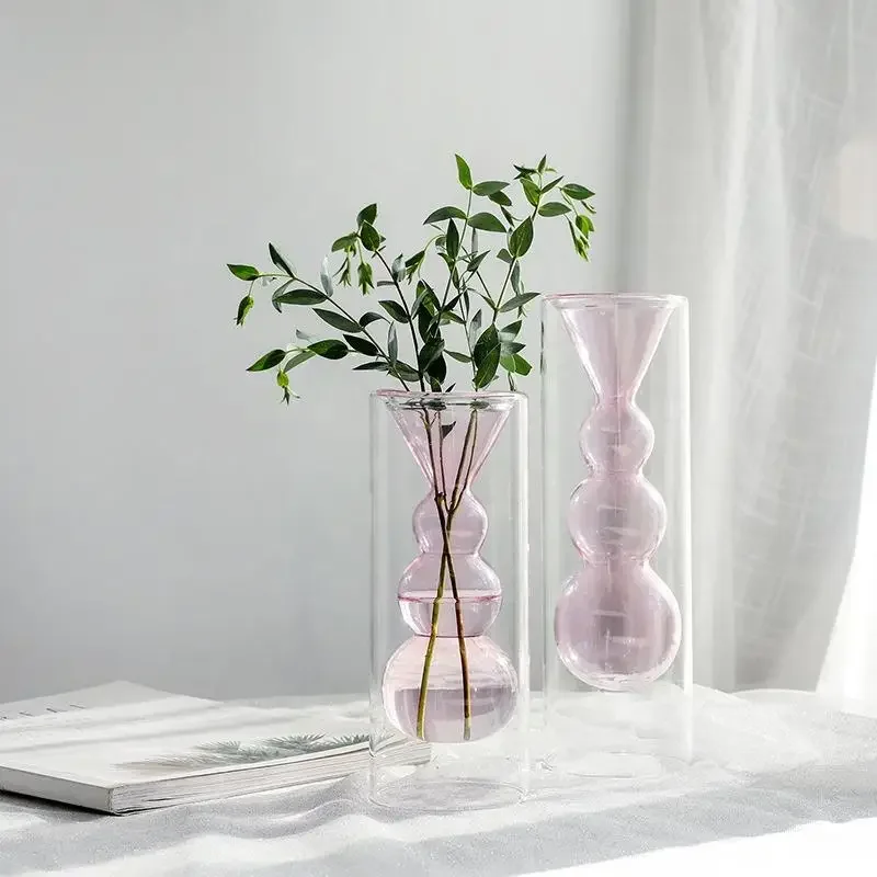 Drop shipping Hot selling Nordic ins net red test tube transparent glass vase wholesaler floral home living room glass vase