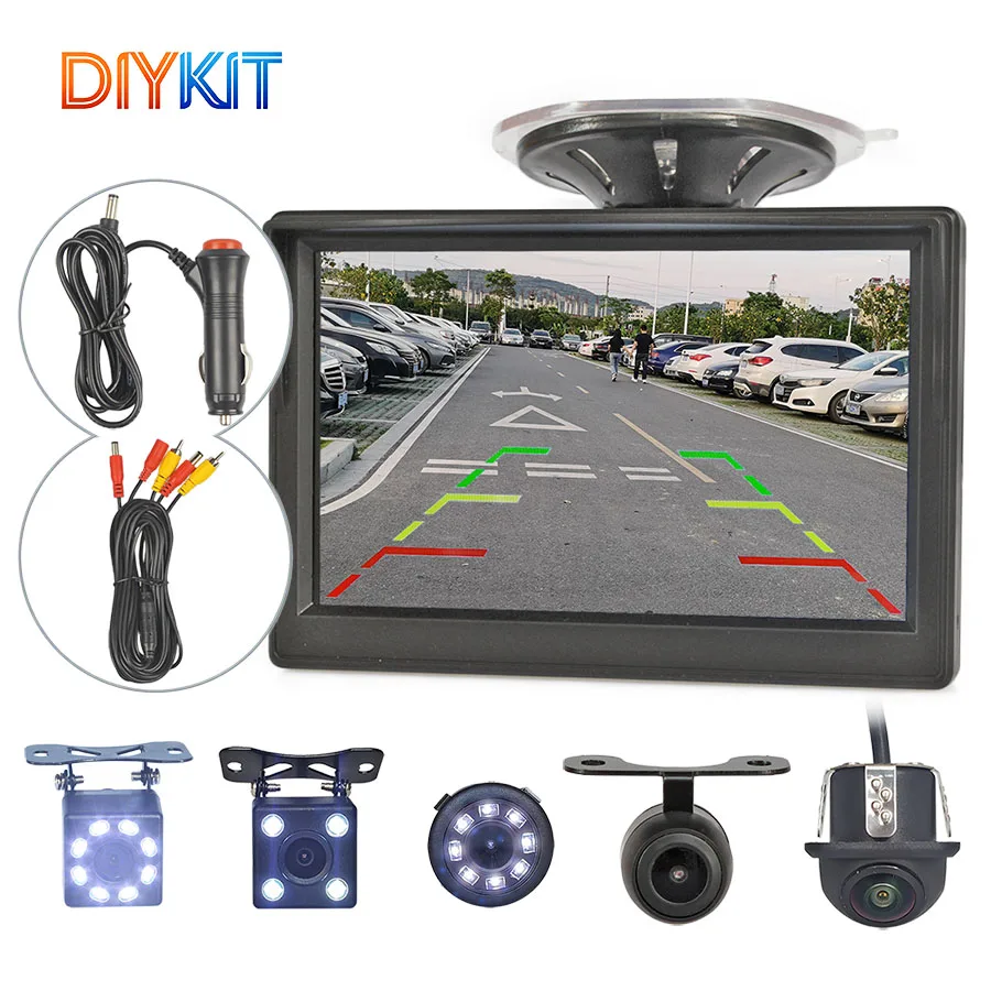 

DIYKIT 5-дюймовый TFT LCD монитор для автомобиля, водонепроницаемый IP68, камера заднего вида, система парковки для транспортных средств