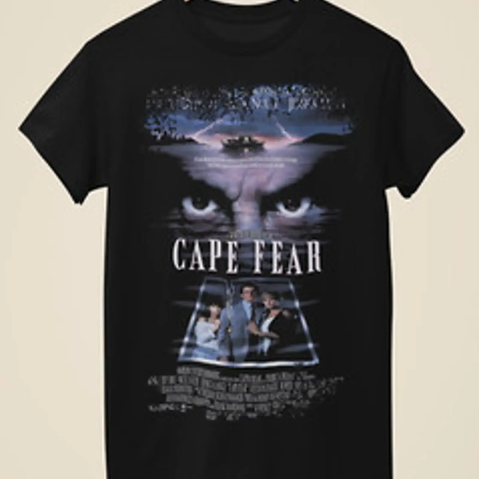T-shirt noir Cape Fear inspiré d'un poster de film, style vintage, lavé, élégant, respirant, confortable, vêtements de créateur, décontracté