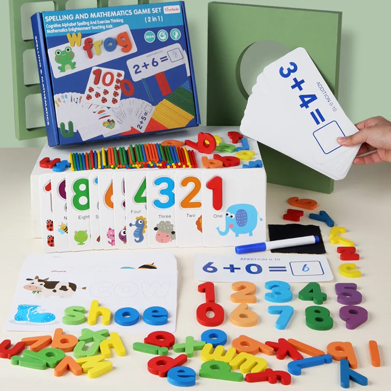LazyChild 2in1 Wooden Alphabet Number Matching Toy Spelling Counting Early Learning Educational Aid