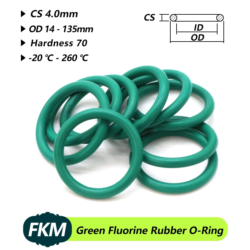 10/50Pcs FKM Green Fluorine Rubber O-Ring CS 4mm OD 14~130mm Gasket Insulation Oil Resistant High Temperature Resistance o rings