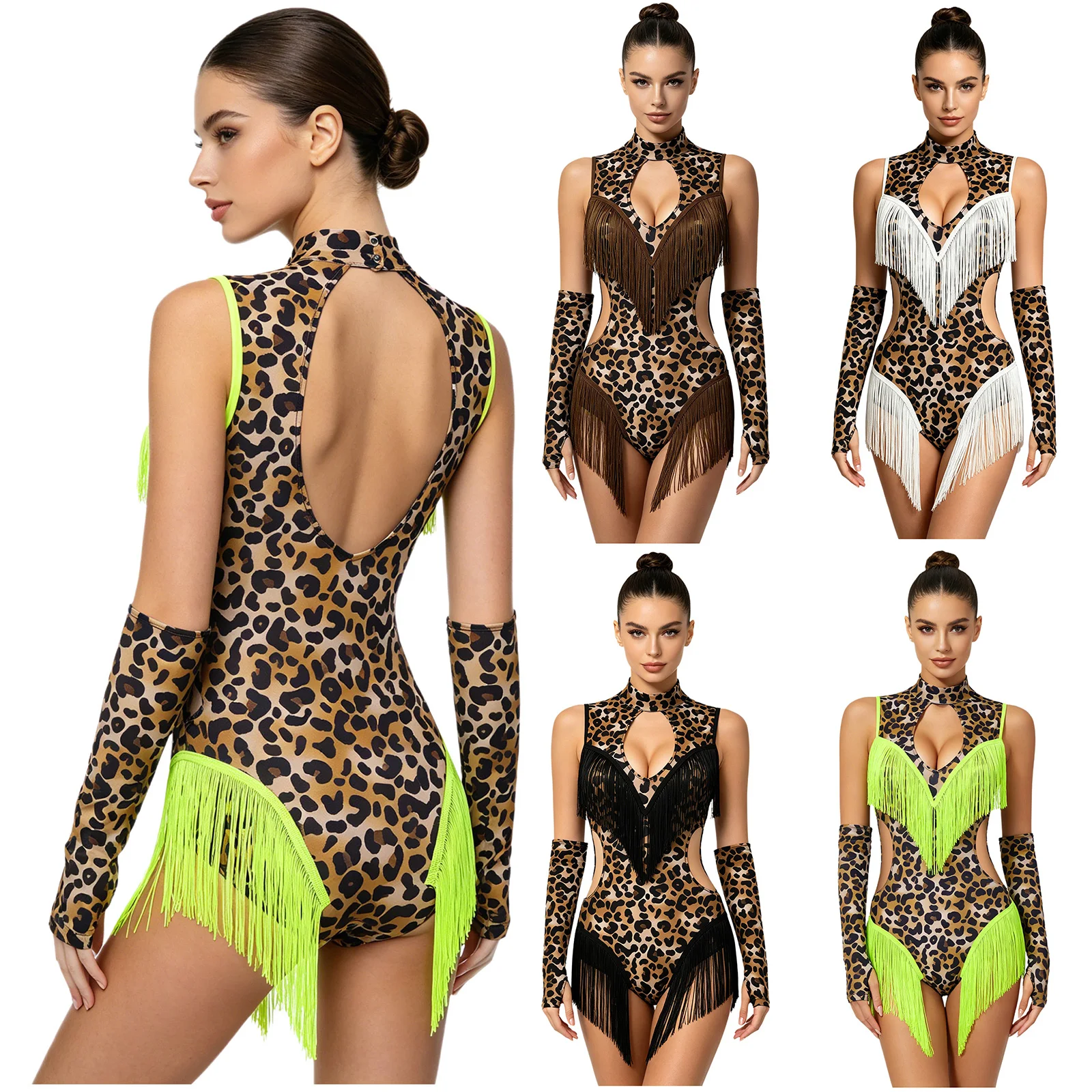 

Women Ballet Gymnastics Leotards Sparkly Rhinestones Figure Skating Performance Leotard Front Cutout Strappy Backless Bodysuit