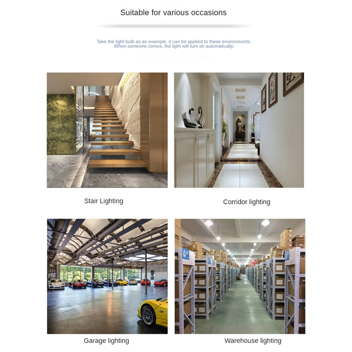 Interruptor de luz con Sensor de movimiento, lámpara con Sensor PIR de AC85-265V, ajuste de retardo de tiempo de iluminación, Detector de movimiento, interruptor automático