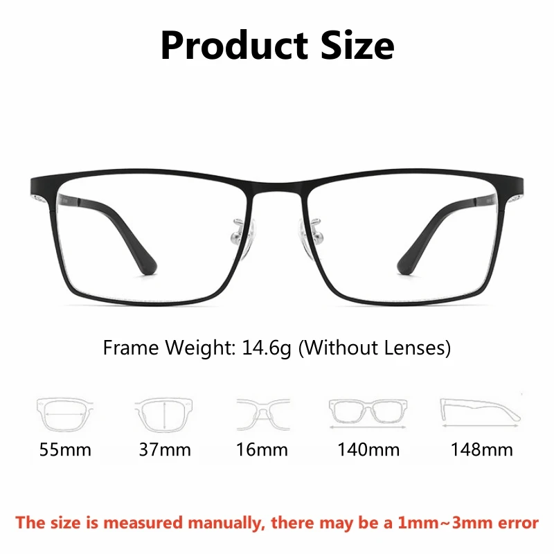 OLLYMURS Luxury Business Pure Titanium Men's Glasses Ultra-Light Simple Square Optical Prescription Eyeglasses Frames 89696CN
