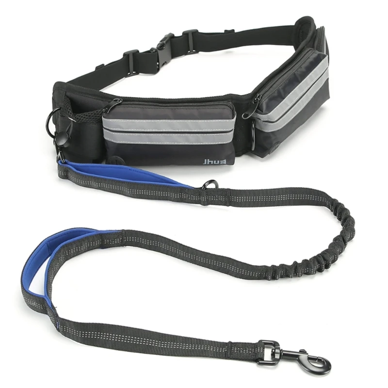 Multiuse Dog Running Leash with Waist Pack Reflective Pet Dog Jogging Leads A0KC