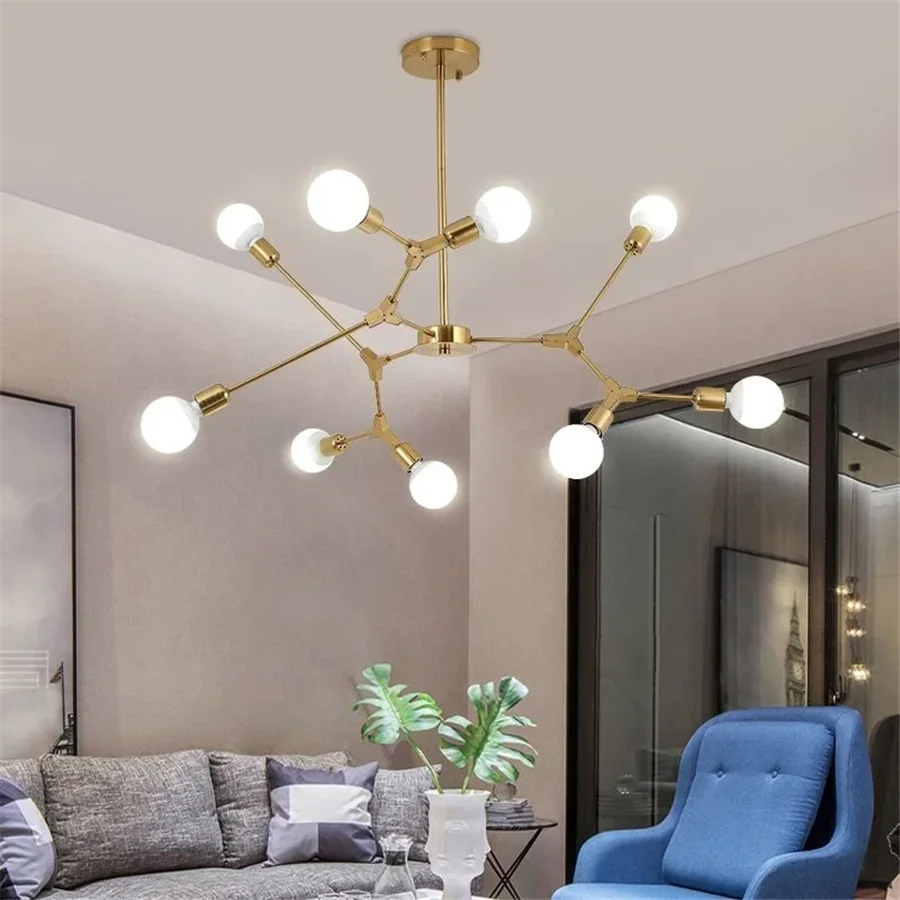 Tirvose 3/6/9 Heads E27 Modern Chandelier Rotatable LED Tree Branch Ceiling Pendant Lamp for Bedroom Kitchen Living Dining Decor