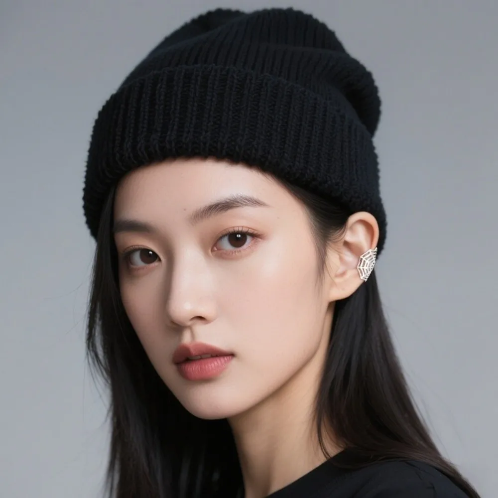 Fashion Metal Spider Web Ear Cuff Minimalism No Piercing Stud Earrings Punk Fake Cartilage Clip C-shaped Ear Clips Gift