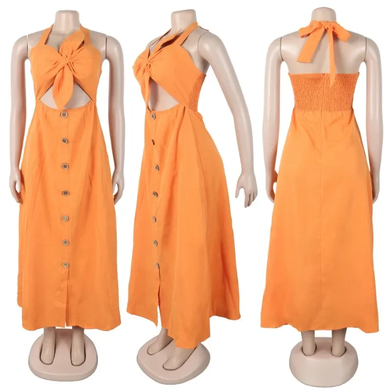 GUWU-Vestido largo por debajo de la rodilla con lazo y espalda descubierta para mujer, vestido largo por debajo de la rodilla con recortes, para noche de verano, vacaciones de cumpleaños, Sexy, para fiesta y discoteca, 2025