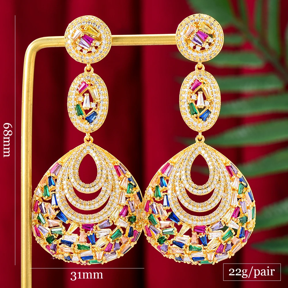 Missvikki Noble Luxury Big Pendant Drop Earrings Paved AAA Cubic Zirconia For Women Accessories Bridal Wedding Jewelry Brinco