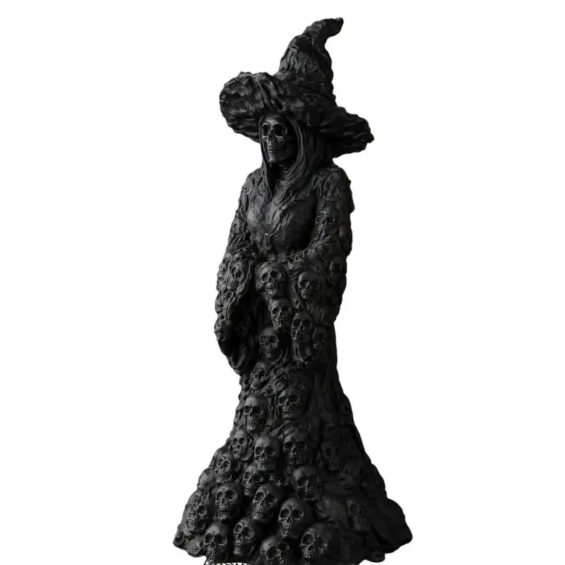 Halloween Hexe Skelett Statue Harz Gothic Desktop Dekor Figur für Kaminsims und gruselige Home Display Art 3XUF – Detail 5