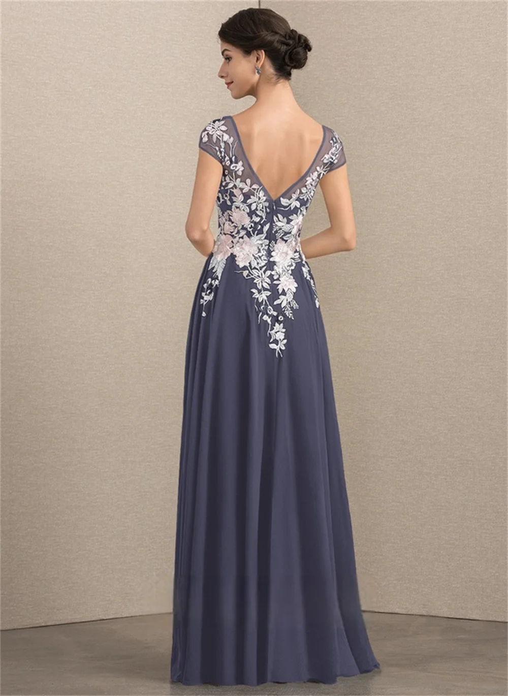 Mother Of The Bride Dresses With Sequin Sexy Ladies Backless Zipper A-Line V-Neck Slit Floor-Length Chiffon 2022 Temperament