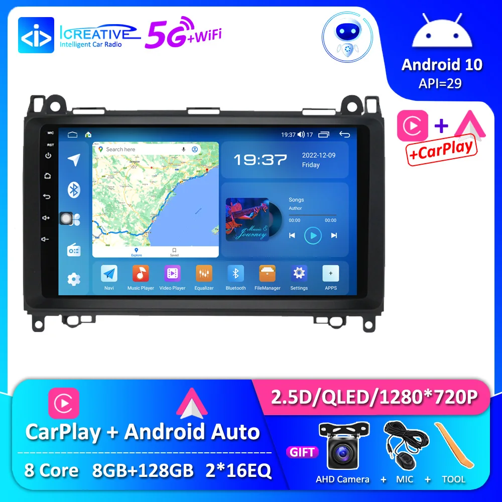 

Android 10.0 HU 8G 128G UIS7862A Car Radio For Mercedes Benz B200 A B Class W169 W245 Viano Vito W639 Sprinter W906 No 2 Din DVD