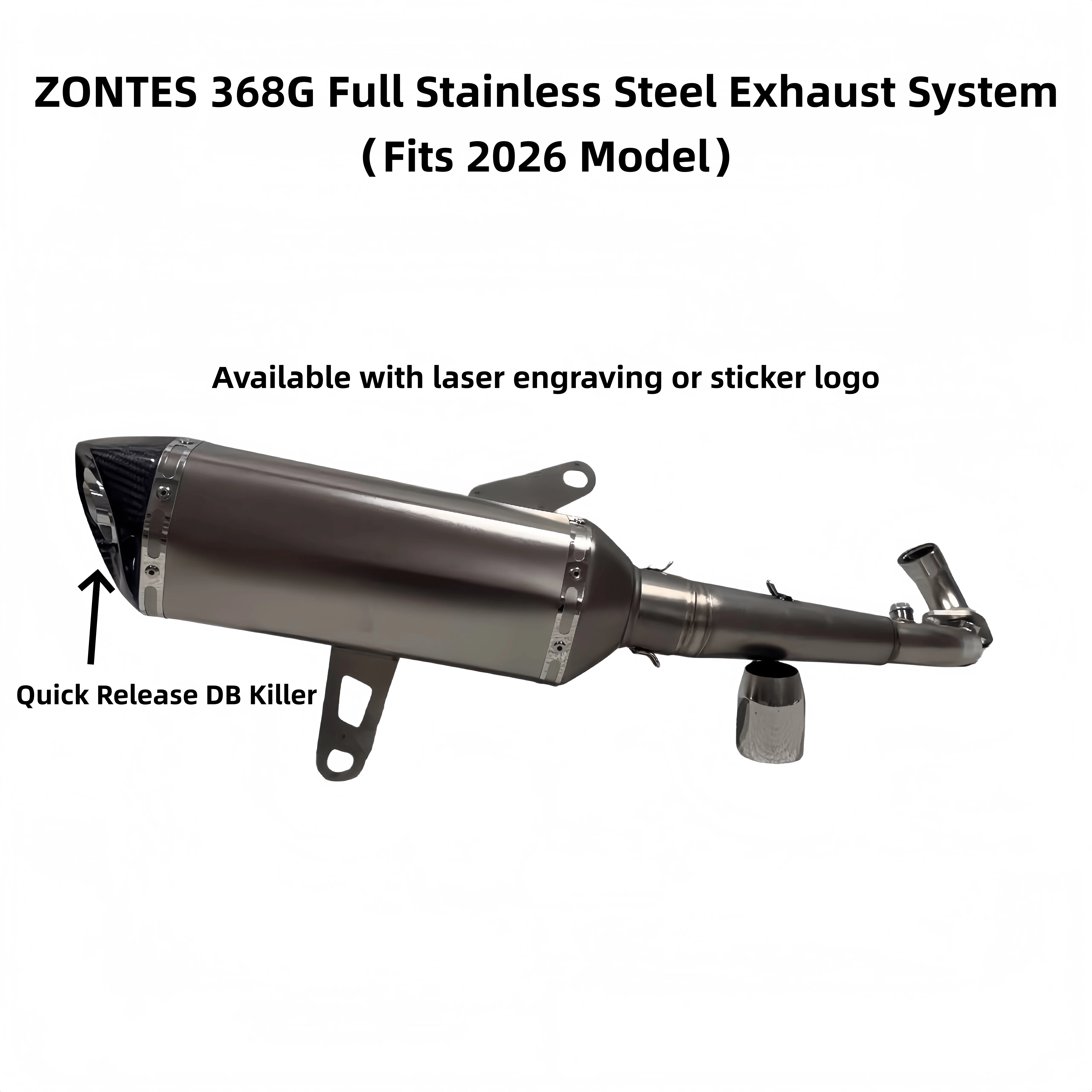 Sistema di Scarico Completo per Moto Nuova ZONTES 368G 2026, Costruzione Interamente in Acciaio Inossidabile, Slip-on Esclusivo con Montaggio Diretto
