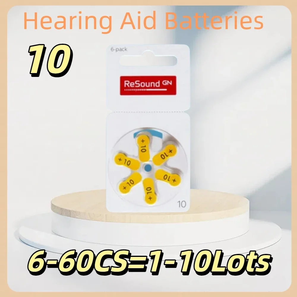 6-60PCS Hearing Aid Batteries Resound A10 Performance 1.45V A10 10A ZA10 10 S10 For BTE CIC RIC ITC Hearing Aid Zinc Air Battery
