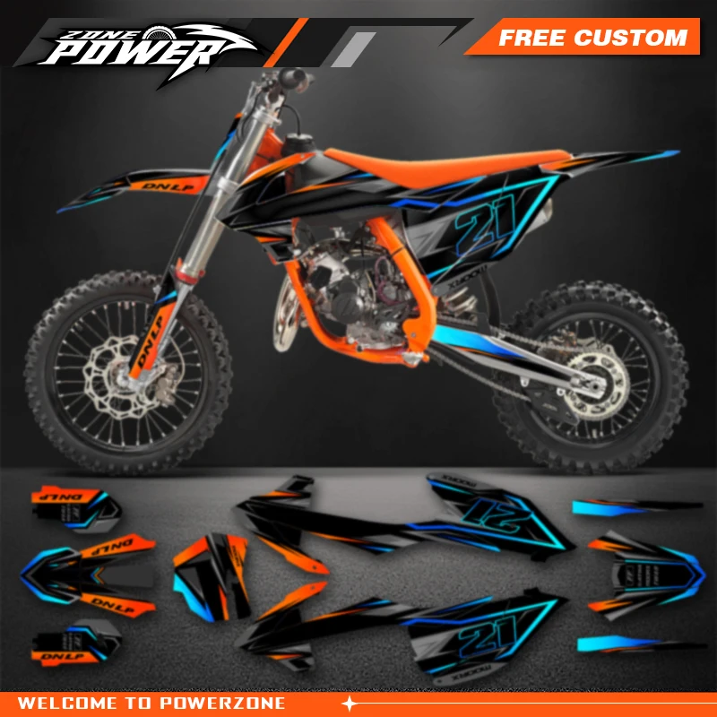 Powerzone Racing Custom Graphics Sticker Sheet Kit for KTM SX85 SX 85 2018 2019 2020 2021 2022 2023 2024 20