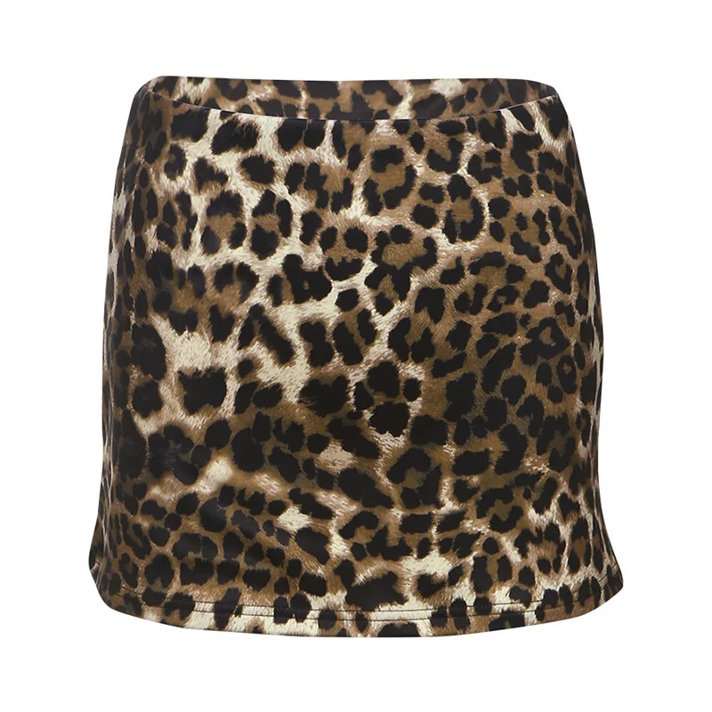 

2026 Spring and Summer Sexy Babes Solid Color Slim-fit Street Fashion Low-rise Leopard Print Skirt