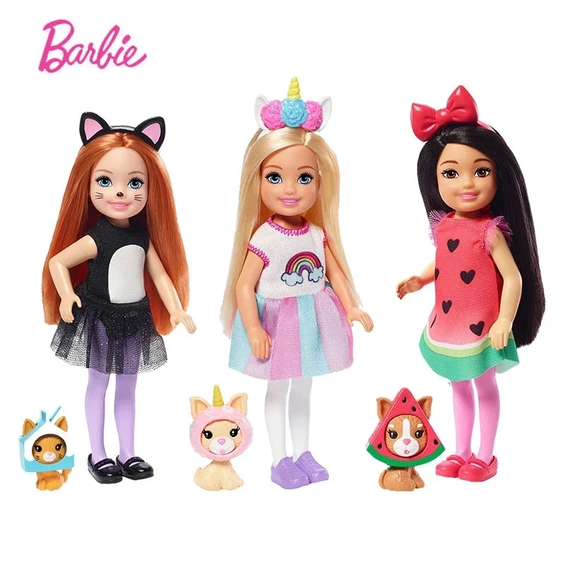 Original Barbie Mini Chelsea 10cm Dolls for Girls Genuine Top Brand Mattel Toys for Kids Children Baby Christmas Birthday Gifts