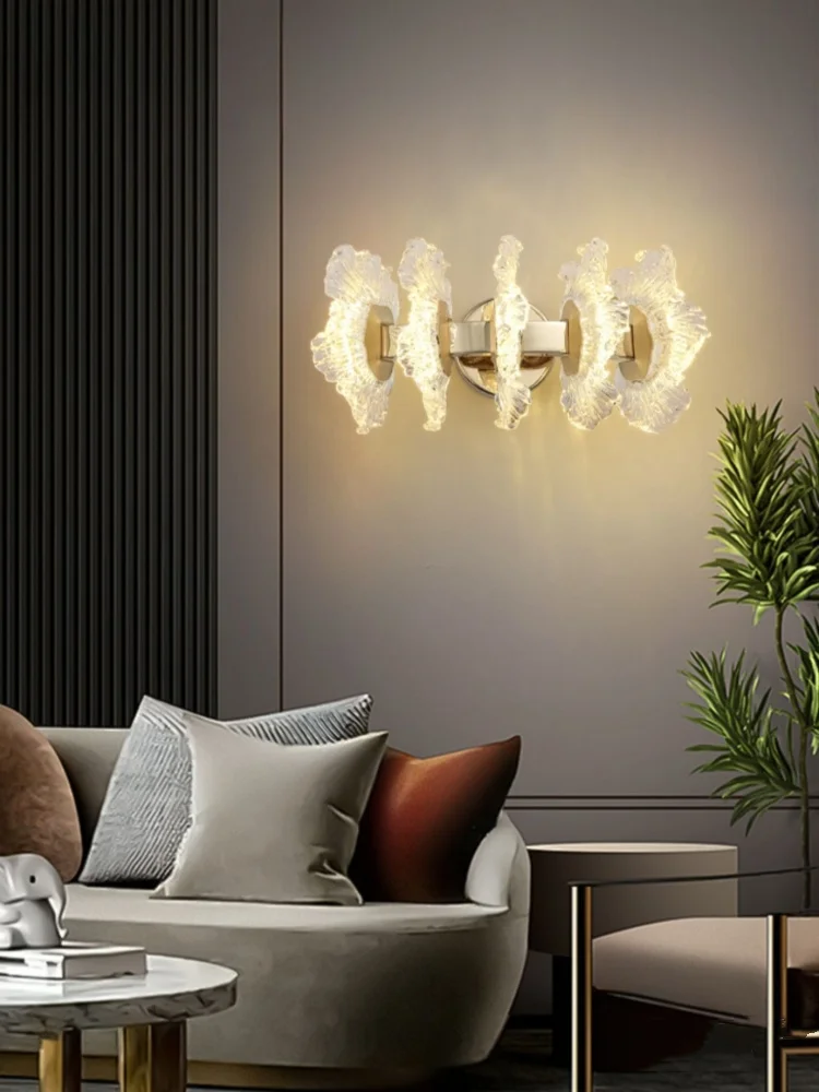 

Modern light luxury wall lamp French light effect acrylic bedroom bedside lamp living room background wall aisle wall lamp
