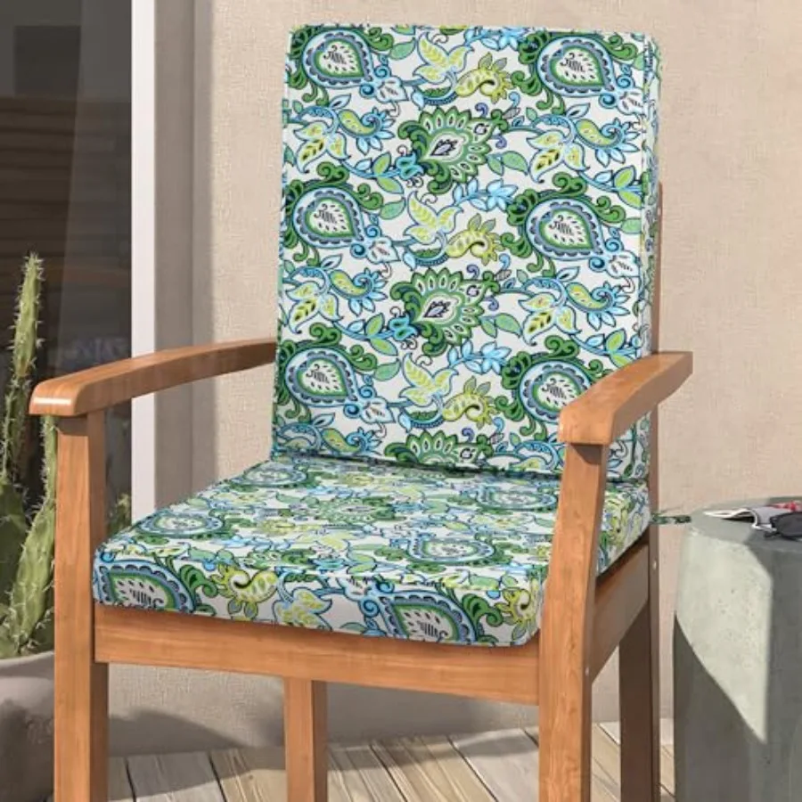 

Подушка для квадратного углового стула Magpie Fabrics для улицы и дома с высокой спинкой, ручкой и завязками, водонепроницаемая, для дома, сада, балкона, патио