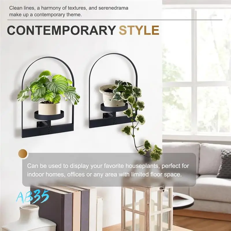 

AB35-2Pcs Wall Plant Holder ,Wall Planter,Window Plant Shelf Picture Frame Metal Plant Holder Ease Of Modern Style