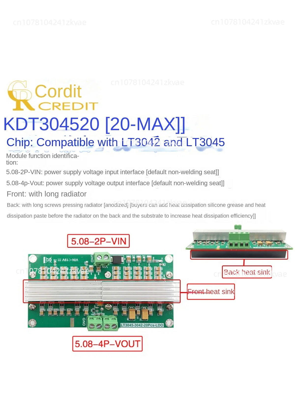 LT3045 Power Module Precision Regulated Power Supply with 20 Pieces in Parallel and 10A Maximum Residual Current