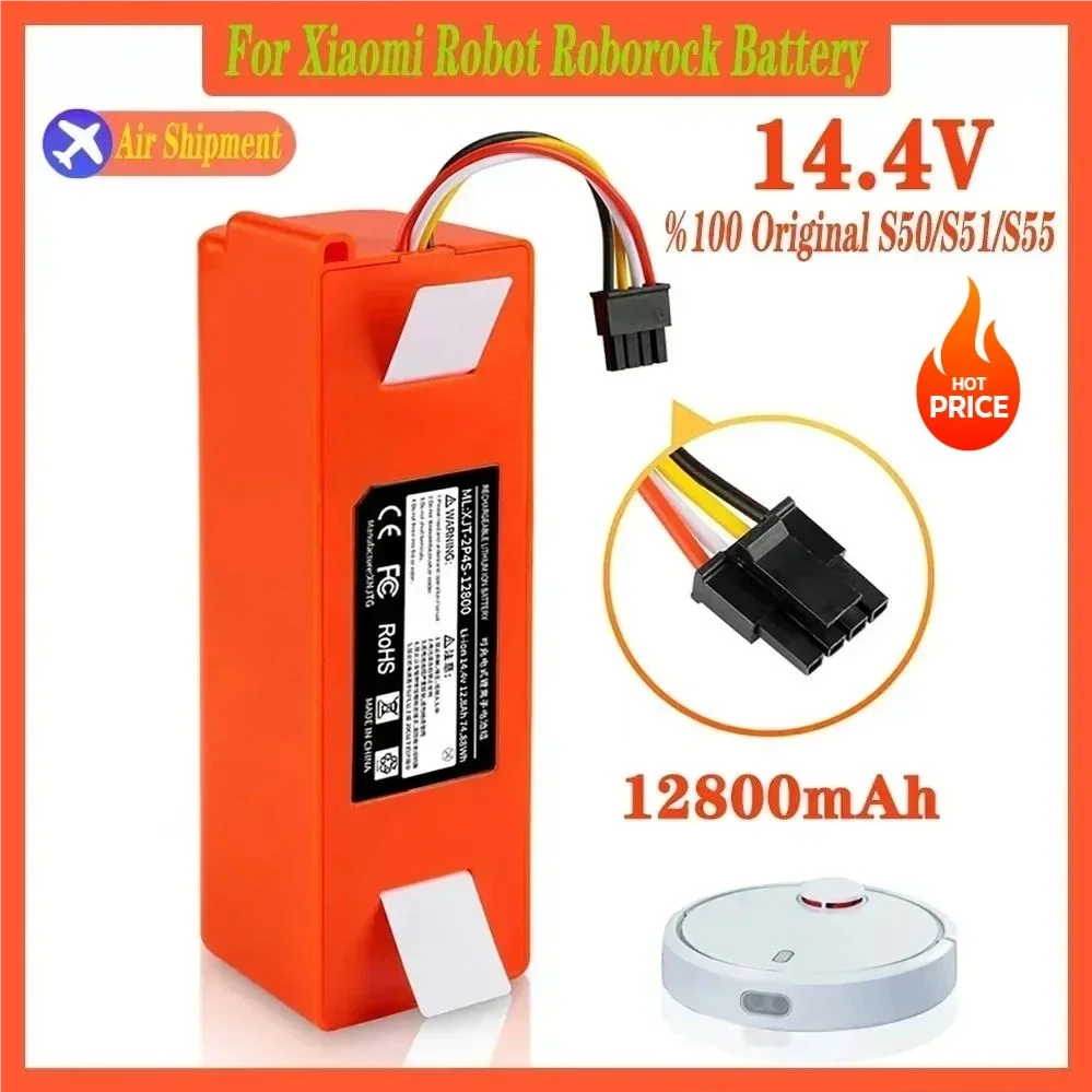 

14.4V 12800mAh Robotic Vacuum Cleaner Replacement Battery For Xiao Mi Roborock S55 S60 S65 S50 S51 S5 MAX S6 Parts