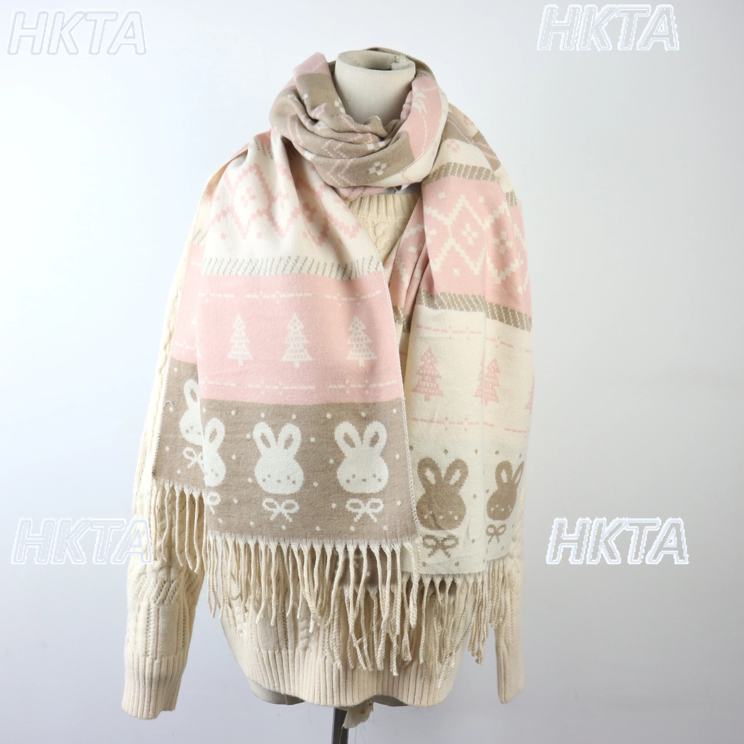 

Шарф в японском стиле, шаль с милым кроликом и узором снежинки, зимние теплые мягкие шарфы, новый зимний шарф для дочки в студенческом стиле