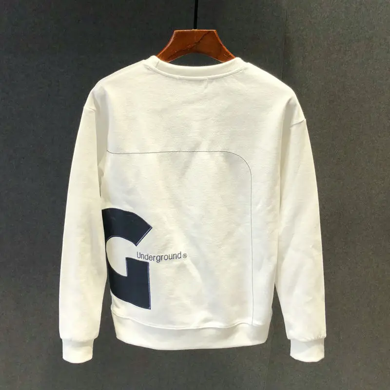 Winter New Sweatshirt Men Slim Round Neck Long-sleeved Letter Top Versatile Casual Printed Plus Velvet