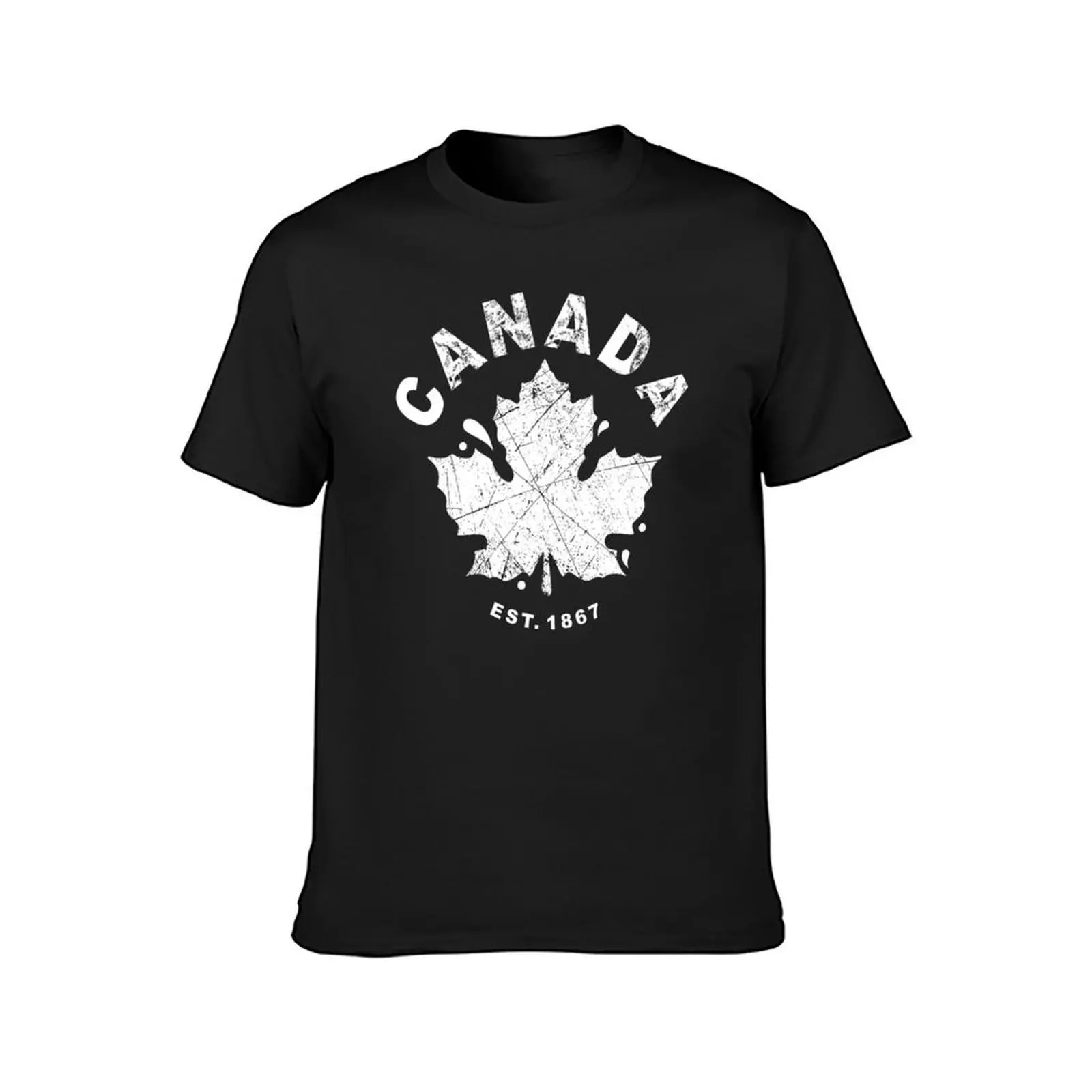 Canada Day Est. 1867 with Canadian Flag Maple Leaf Icon - white on red T-Shirt customizeds tops anime quick drying t shirt men