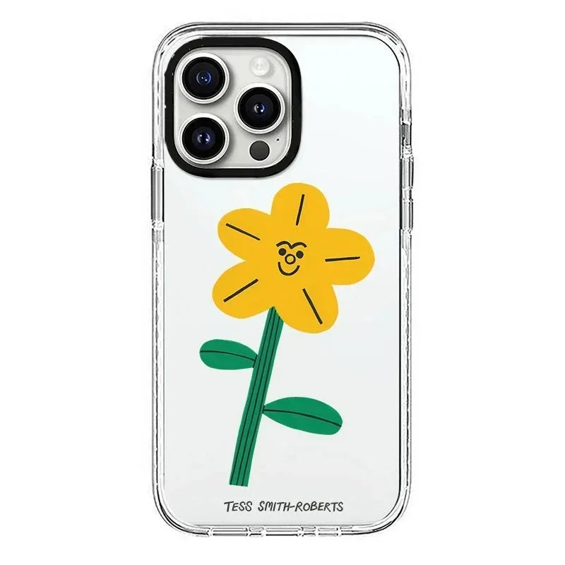 

2.0 Acrylic Upgrade Border Yellow Flower Phone Case Cover for iPhone 11 12 13 14 15 Pro Max Case for iPhone 15 ProMax