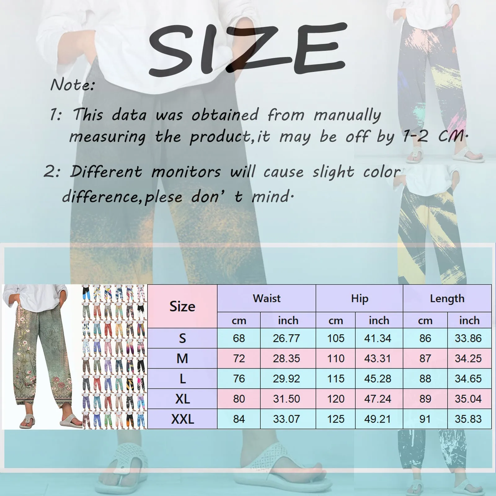 Casual Wide Leg Pants Women Loose Comfort Elastic Waist Pants Summer New Vintage Flower Printed Trousers Pantalones For Women