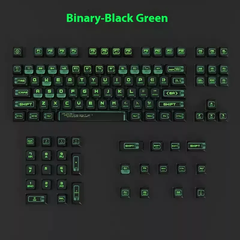 Piifox 108 Key Customization Pudding Transparent Keycap Binary Cyberpunk Transparent Keycap Heat Sublimation Asa High Keycap