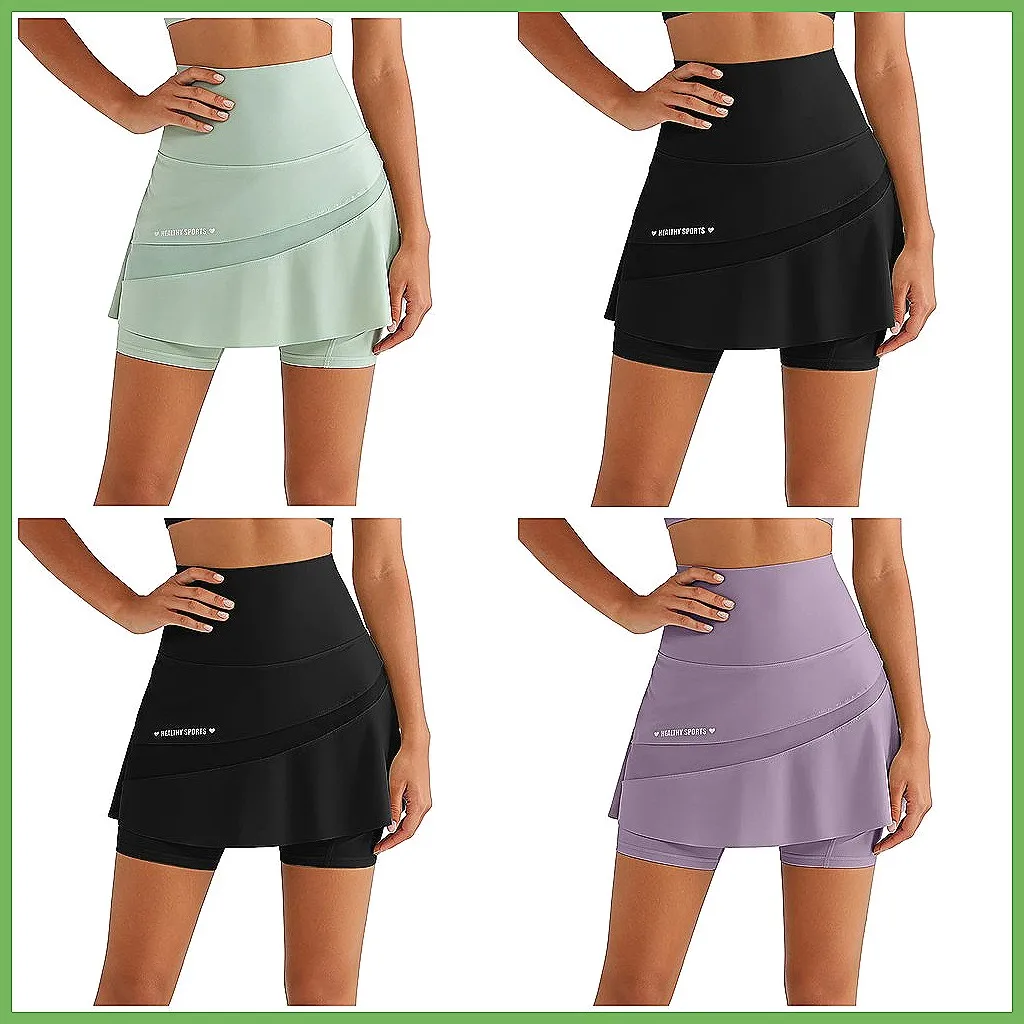 

Женские теннисные шорты-юбка с высокой талией и карманами - леггинсы-капри для йоги и летних видов спорта, таких как пиклбол