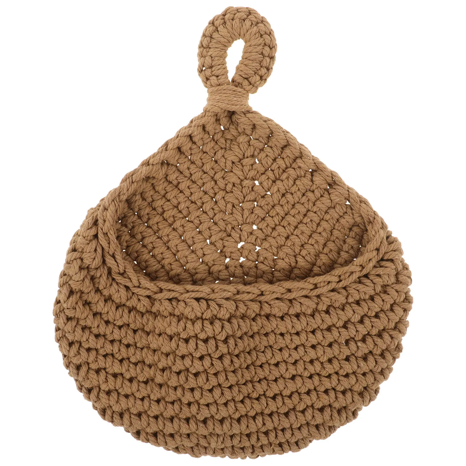 

Handcrafted Woven Storage Basket Wall Hanging Fruit Vegetable Organizer Kitchen Onion Potato Holder Smooth Edge Weaving Hamper